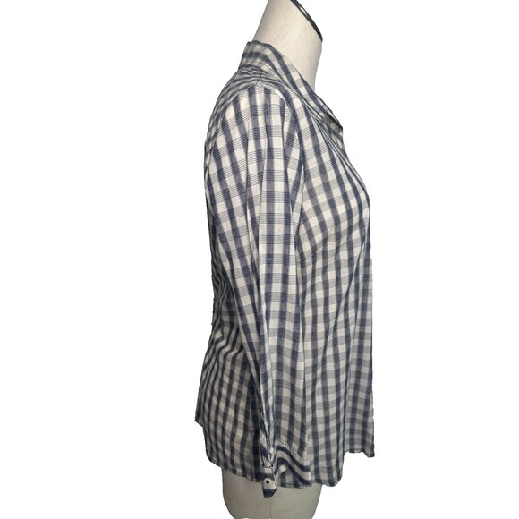 Lucky Brand Plaid Button-Up Shirt Womens Medium 3/4 Sleeve Lightweight Western - Picture 5 of 8